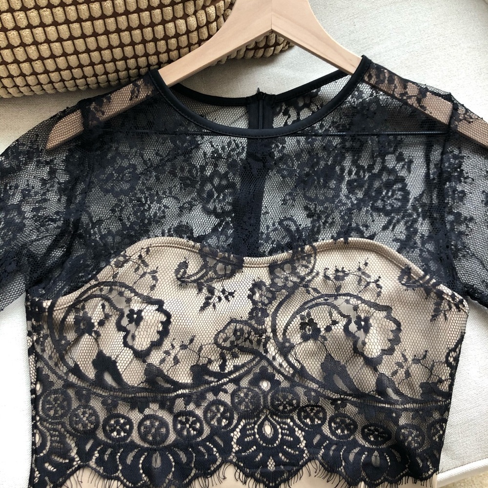 Black lace and cream dress